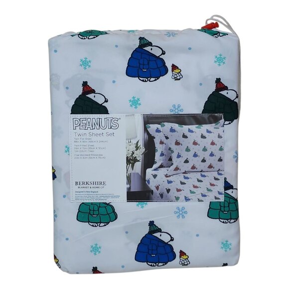 Peanuts Snoopy Twin Sheet Set By Berkshire Polyester Winter Holiday Igloo - Picture 3 of 7